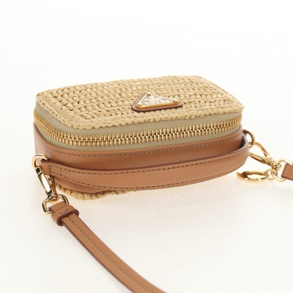 Prada Beige Woven Mini Camera Bag with Gold Hardware - Picture 4 of 9